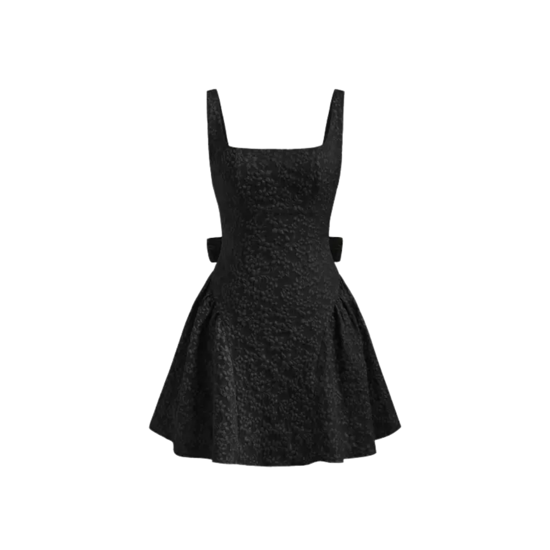 DELPHINE™ – Bow-Back Jacquard Mini Dress