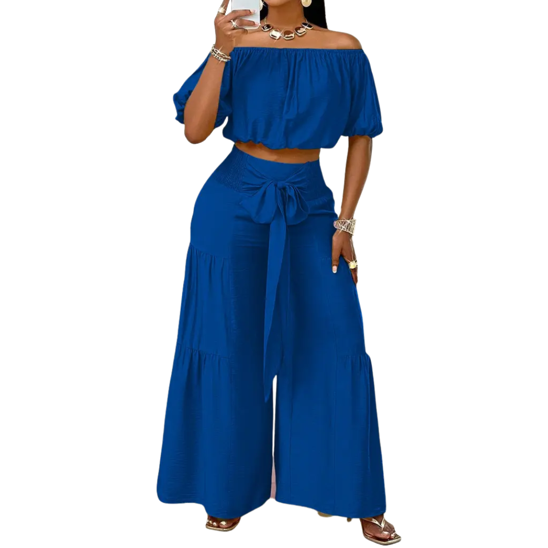 HALLIE™ – Bow Shoulderless Wide Leg Set