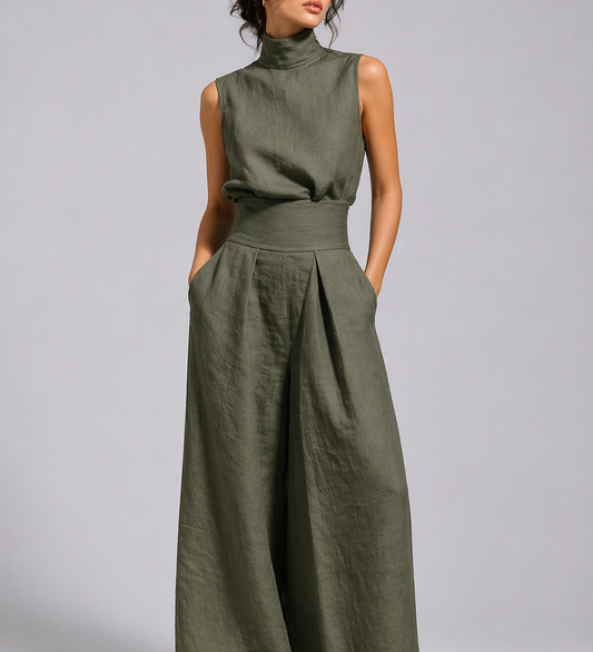 Lucinda - Sleeveless Cotton-Linen Two-Piece Set
