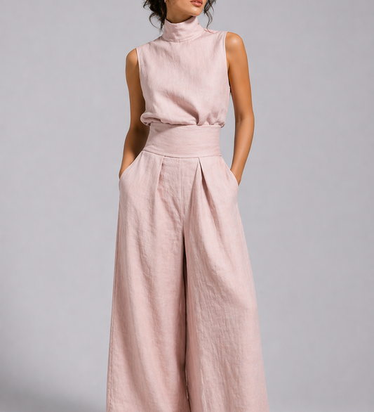Lucinda - Sleeveless Cotton-Linen Two-Piece Set