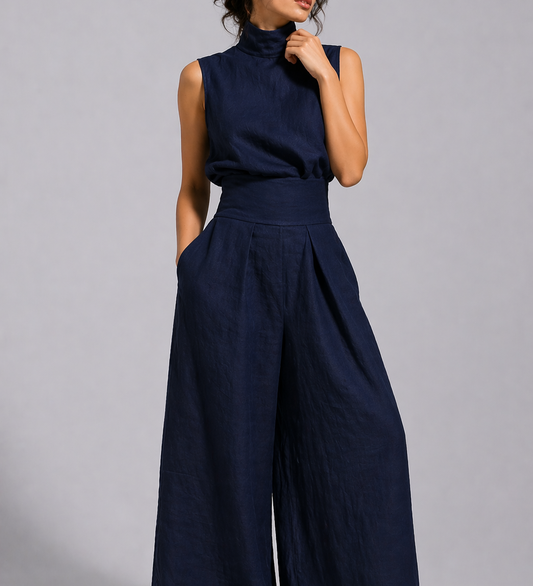 Lucinda - Sleeveless Cotton-Linen Two-Piece Set
