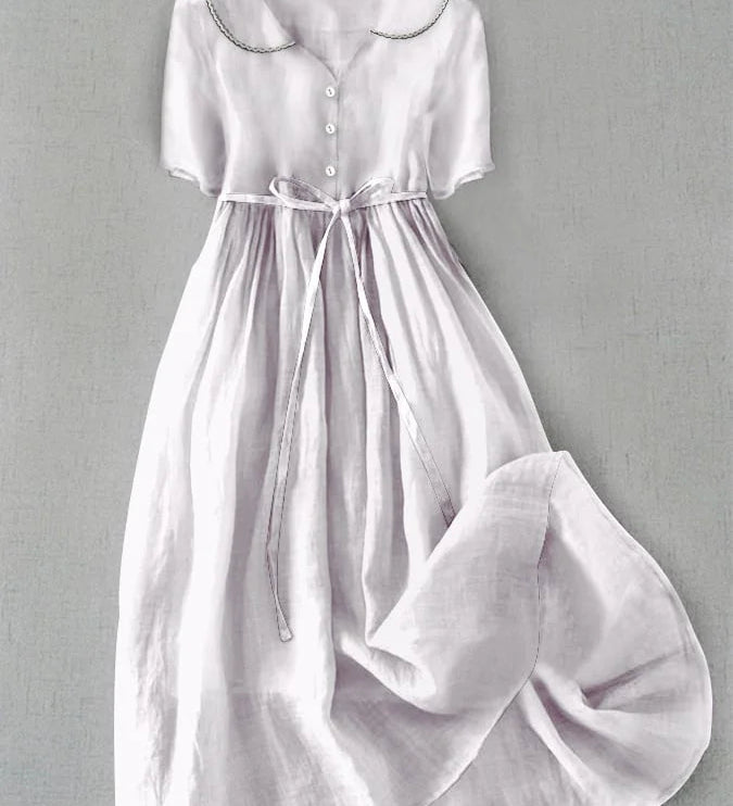 Isla Midi Dress - Elegant Cotton-Linen Comfort for Women