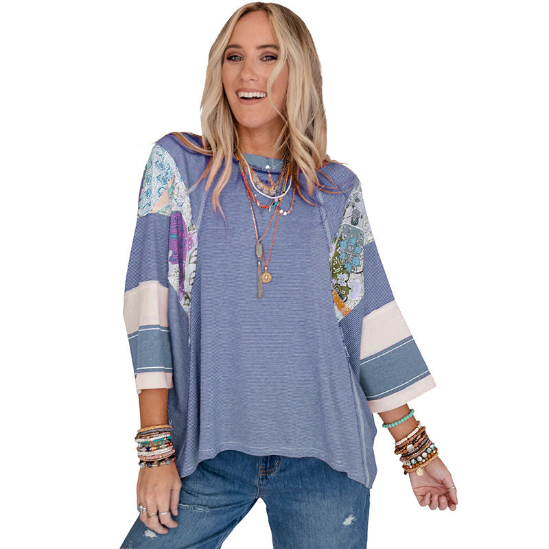 Bailey - Lightweight Patchwork Batwing Top