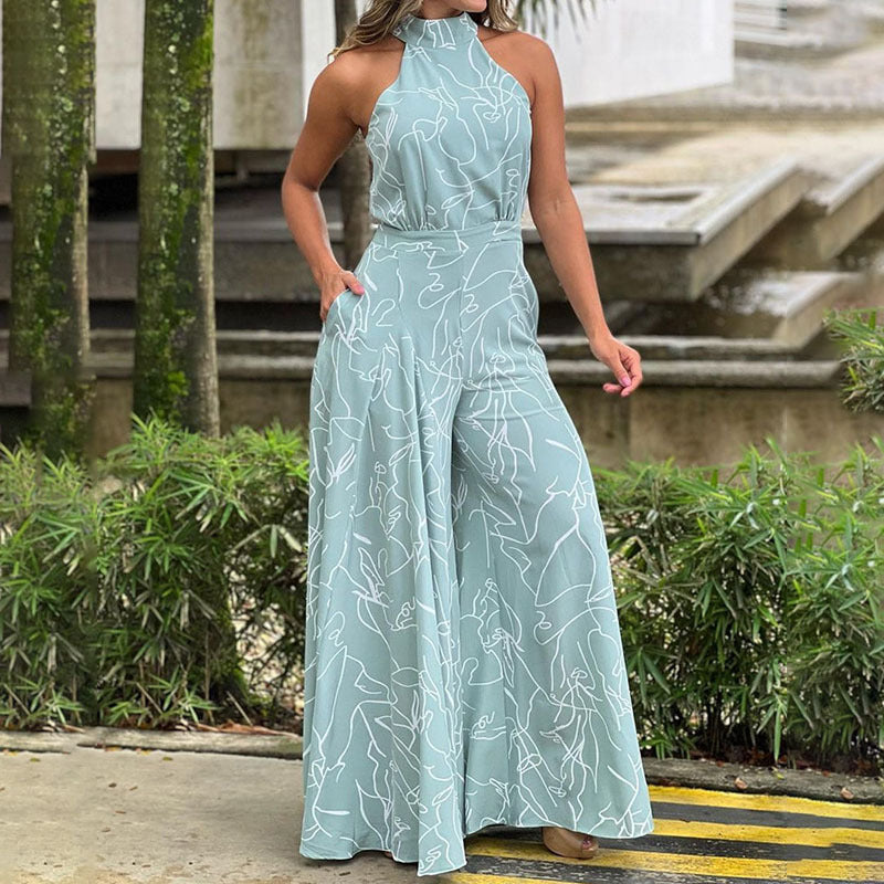 QIANAT - Wide Leg Neck Tie Sleeveless