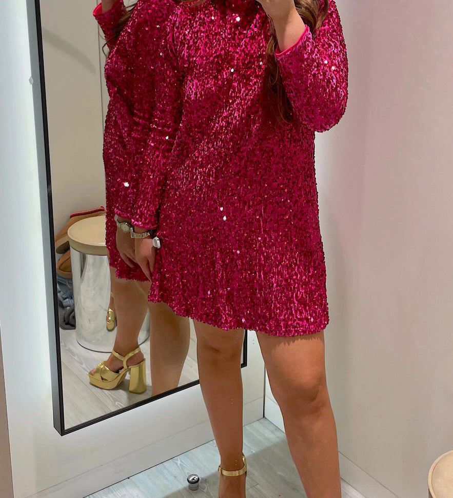 BONNIET - Sequin Dress with Fitted Round