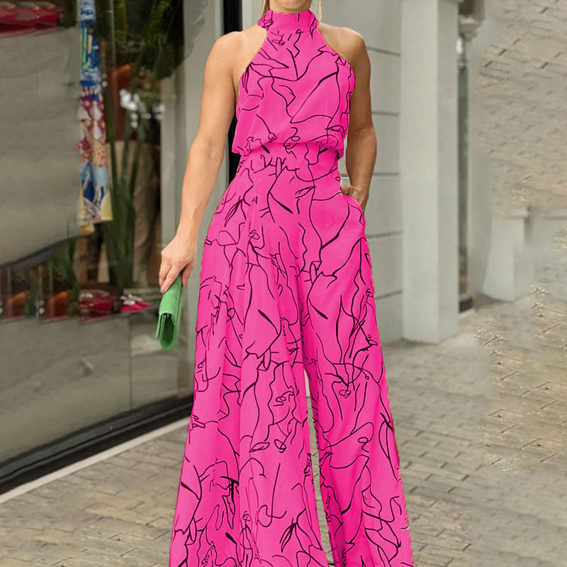 QIANAT - Wide Leg Neck Tie Sleeveless