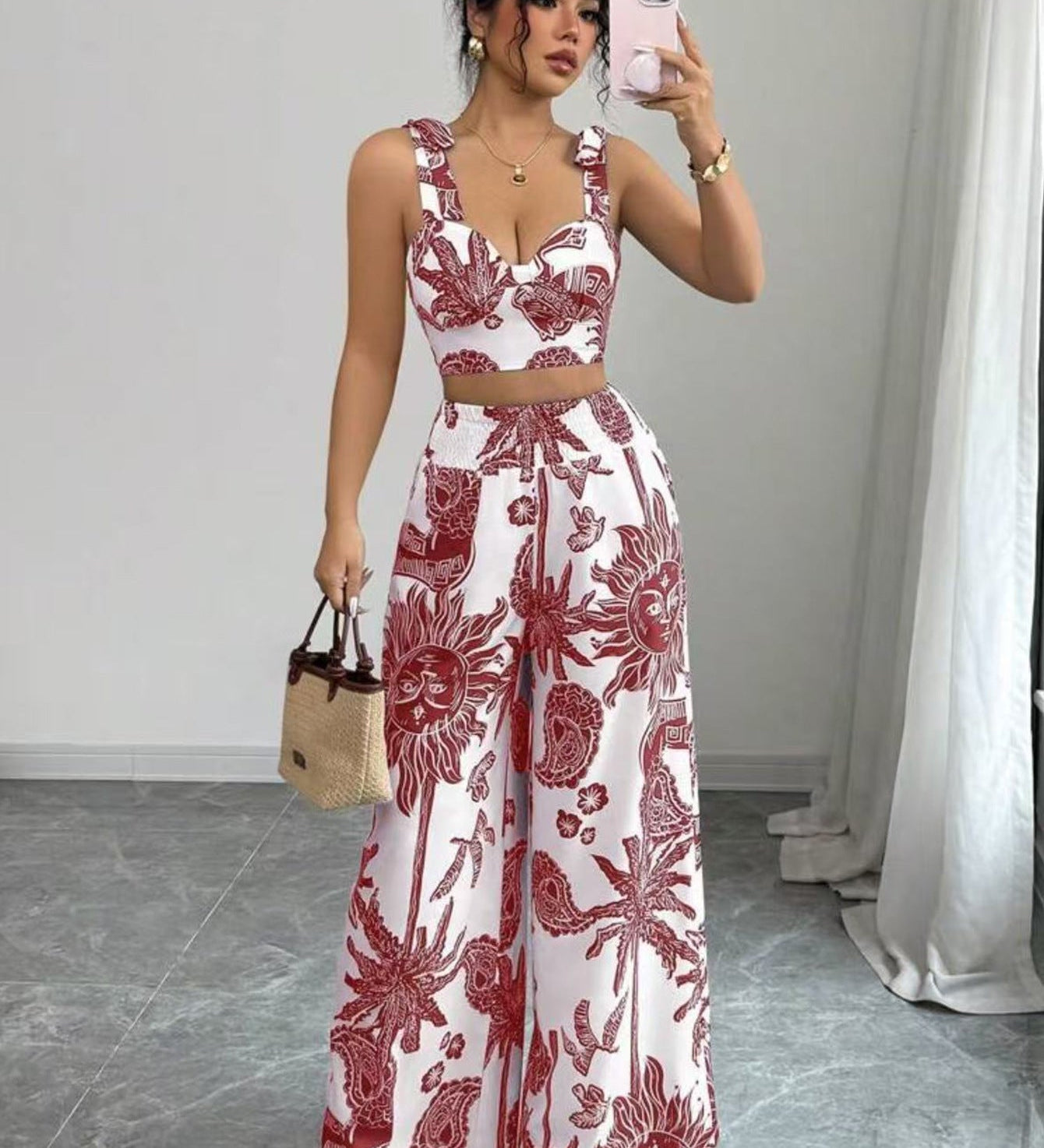 THAWDIT - Boho Printed Crop and Wide