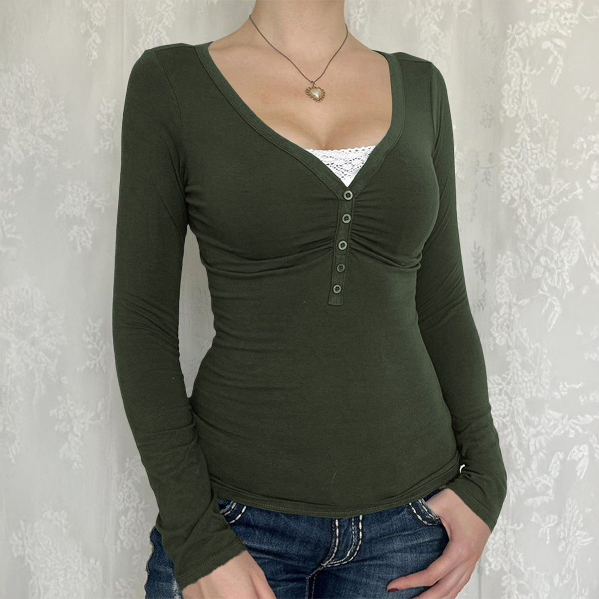 Palya - Comfy V-Neck Long Sleeve Top