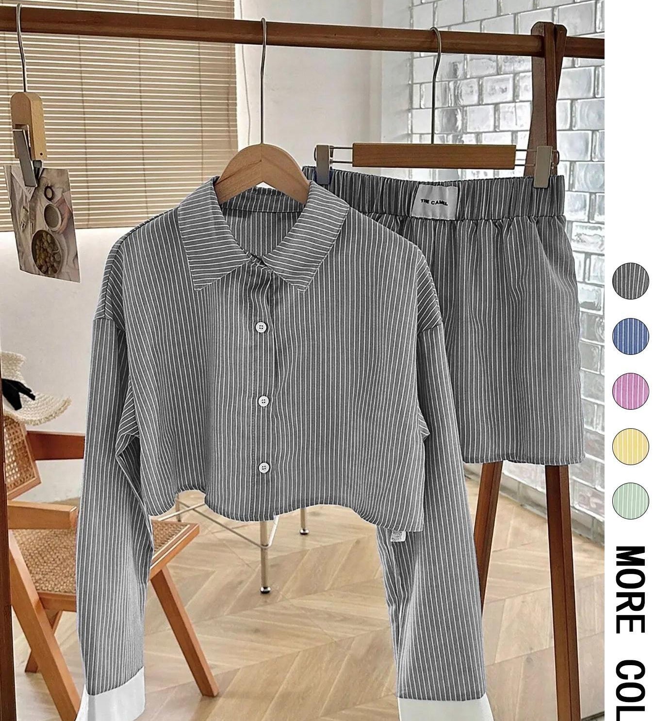 EMERSYN™ - Casual Collared Long-Sleeve Co-Ord Set