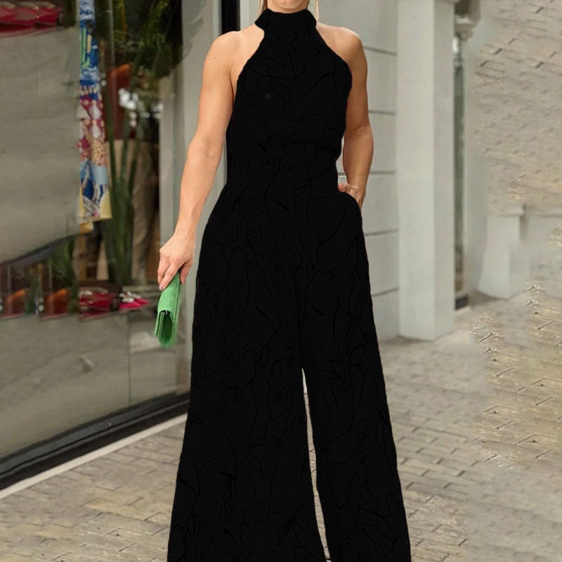 QIANAT - Wide Leg Neck Tie Sleeveless