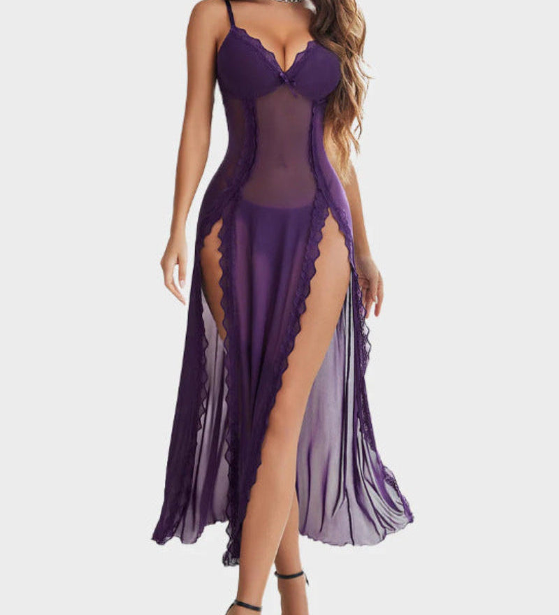 LUZY™ - Casual V-Neck Lingerie Maxi Nightdress
