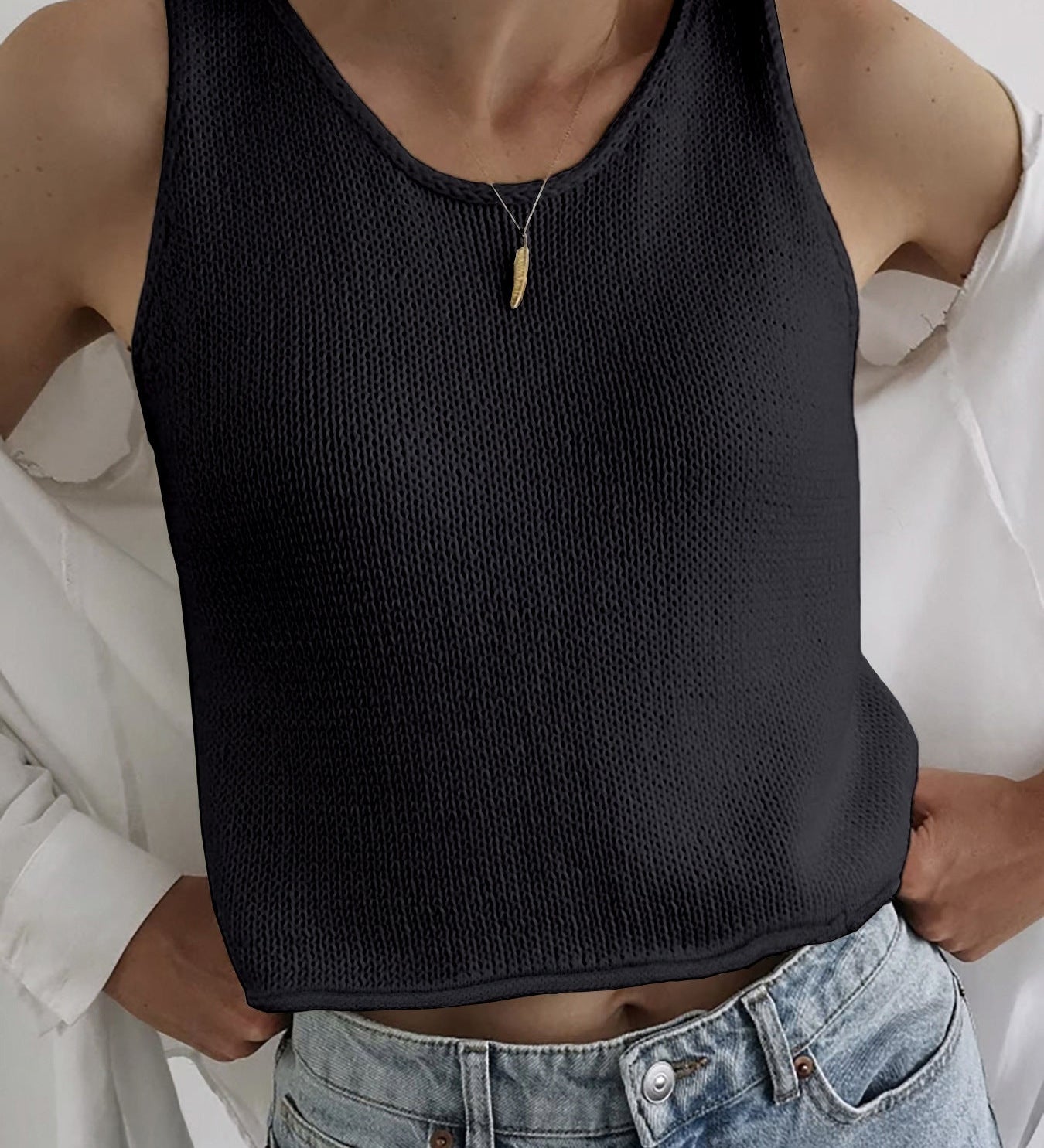 Kareem - Casual Round Neck Vest Pullover Top