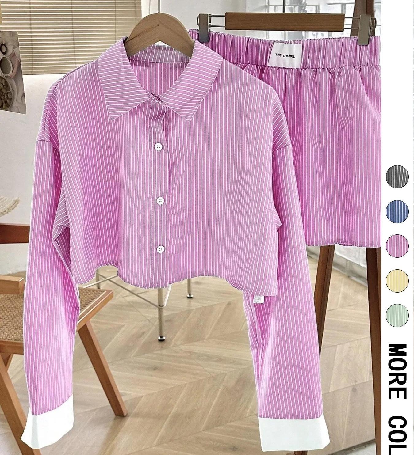 EMERSYN™ - Casual Collared Long-Sleeve Co-Ord Set