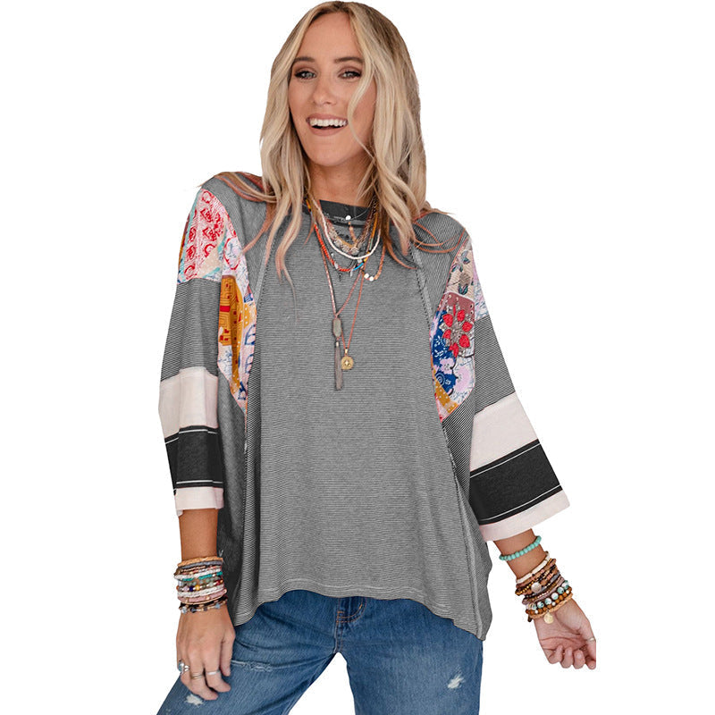 Bailey - Lightweight Patchwork Batwing Top