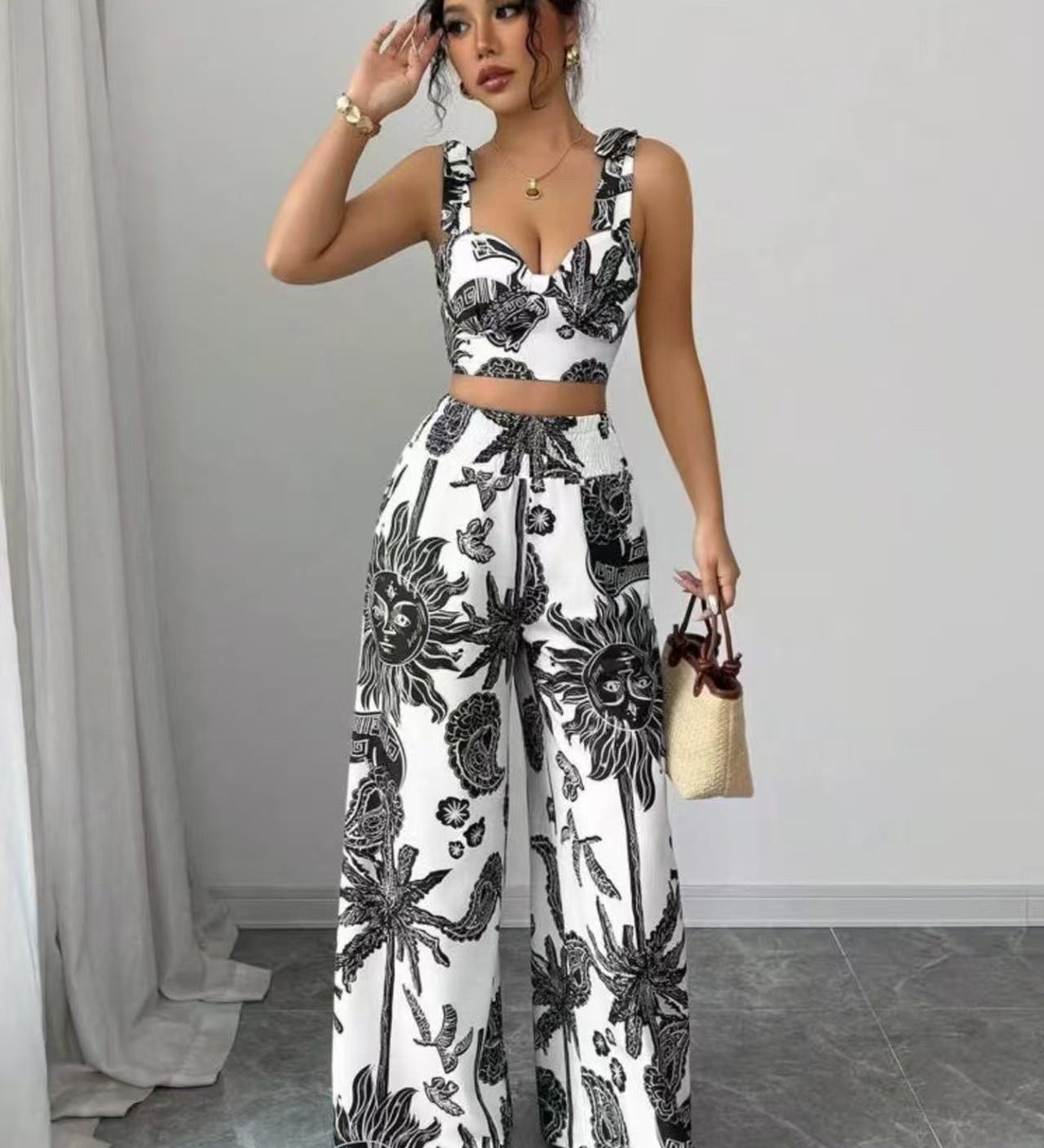 THAWDIT - Boho Printed Crop and Wide
