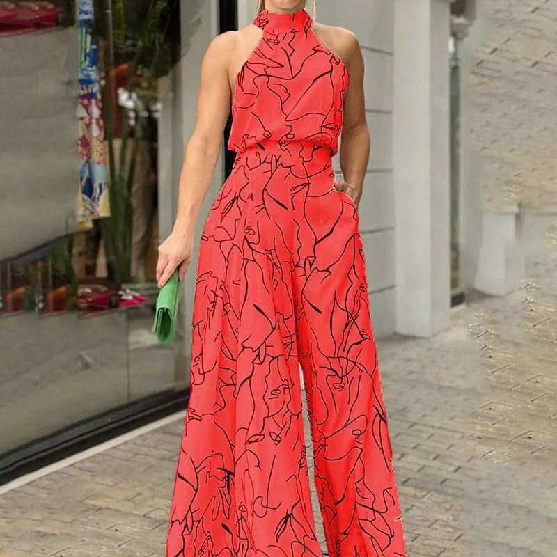 QIANAT - Wide Leg Neck Tie Sleeveless