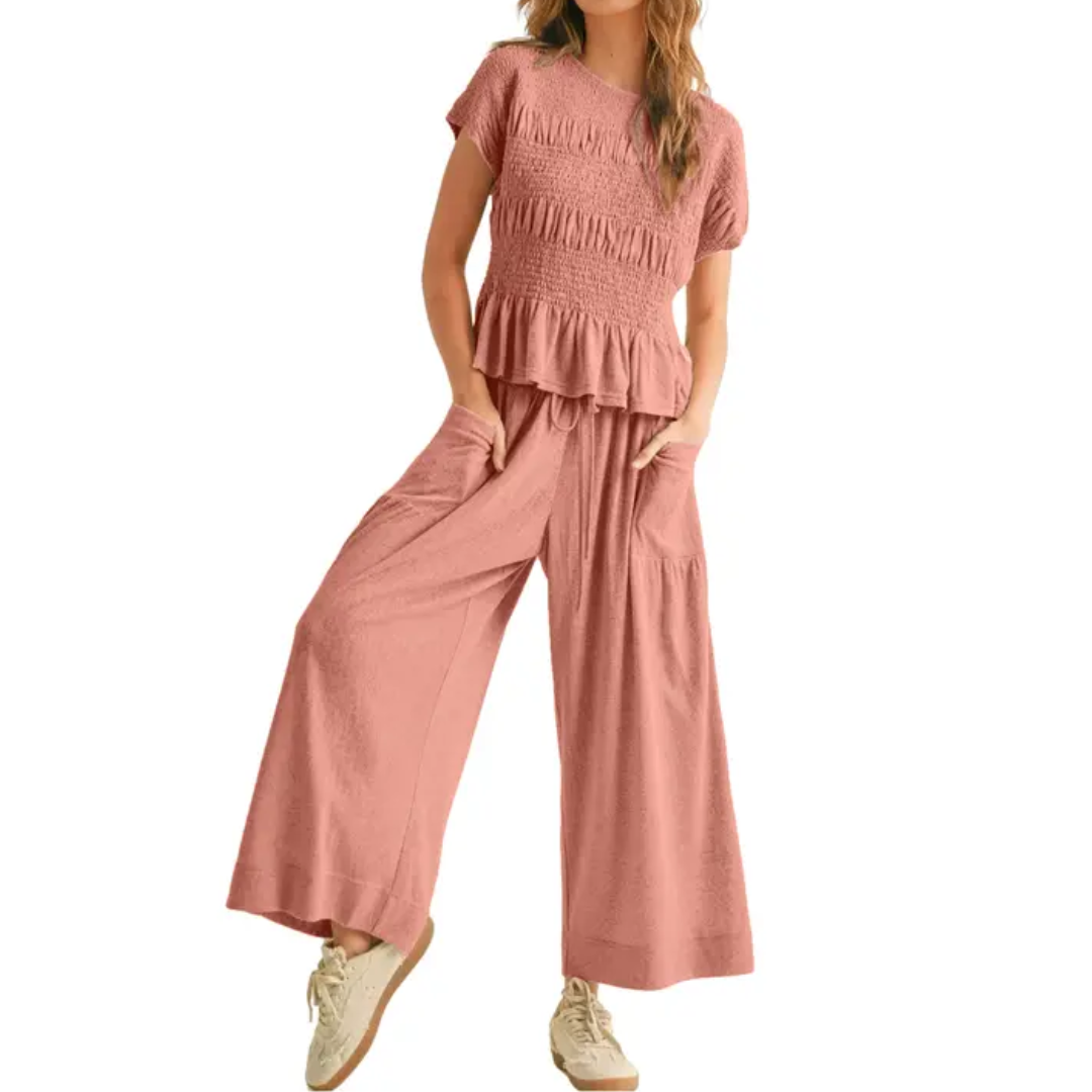 WRENOVA™ – Relaxed Smocked Wide-Leg Lounge Set