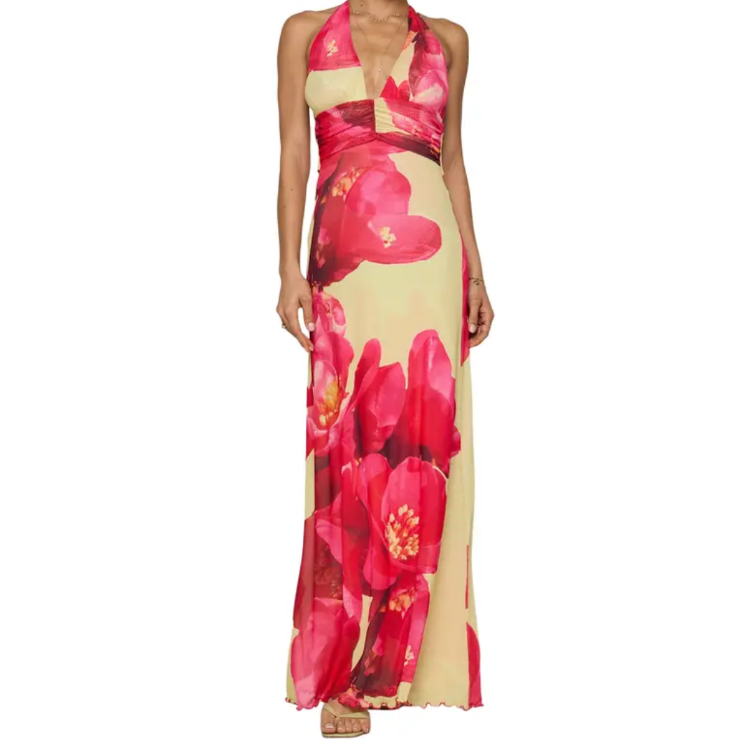 LENNOX™ – Sexy Backless Halter Print Dress