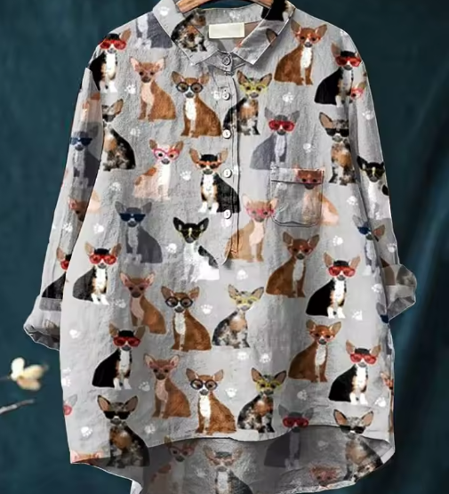 Matilda - Chihuahua Print Blouse
