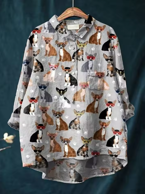 Matilda - Chihuahua Print Blouse