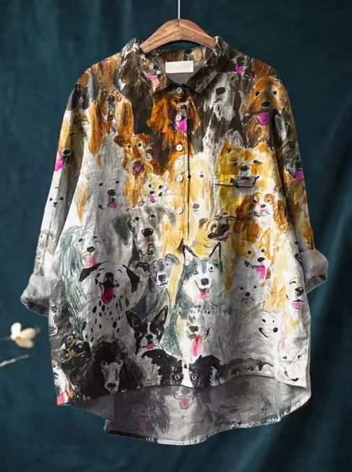 Isla - Dog Art Print Blouse