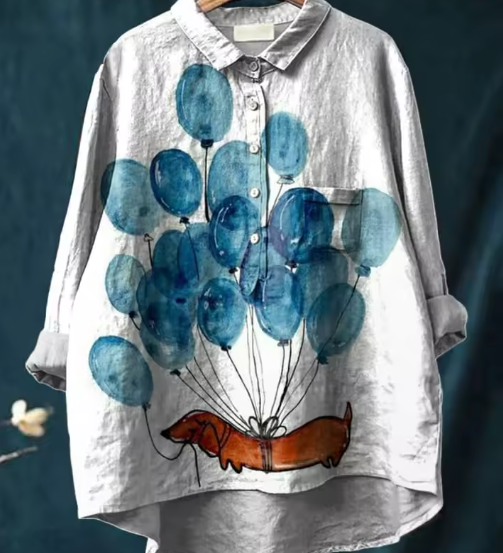 Amelia - Balloons & Dog Print Blouse
