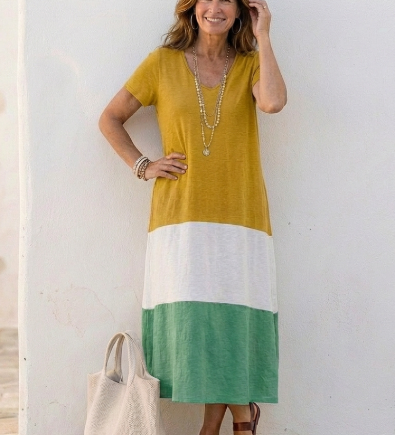 Thalia - Two-Tone Summer Midi Dress