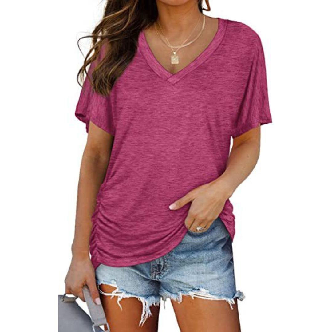 Eily - Classic V-Neck Loose Fit Shirt