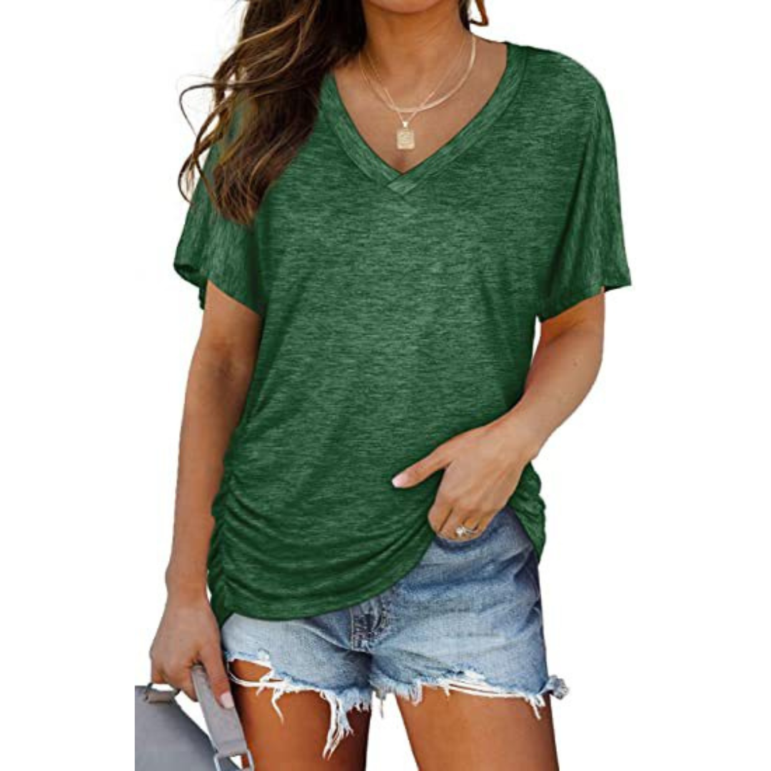 Eily - Classic V-Neck Loose Fit Shirt
