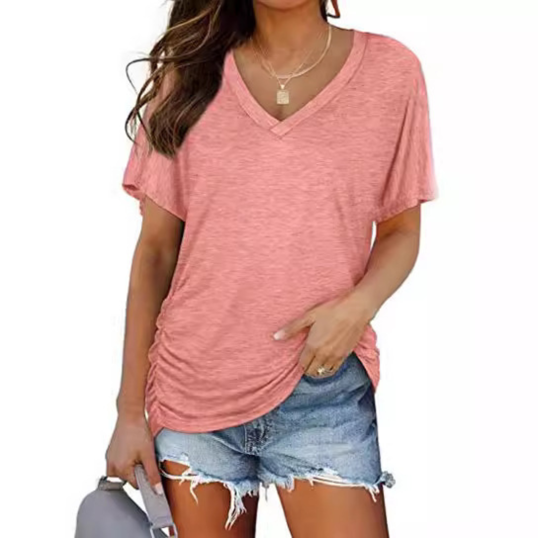 Eily - Classic V-Neck Loose Fit Shirt