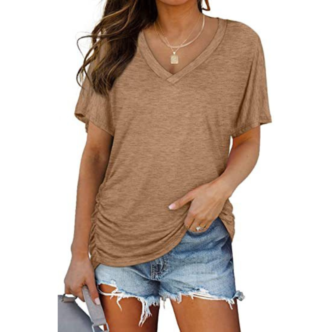 Eily - Classic V-Neck Loose Fit Shirt