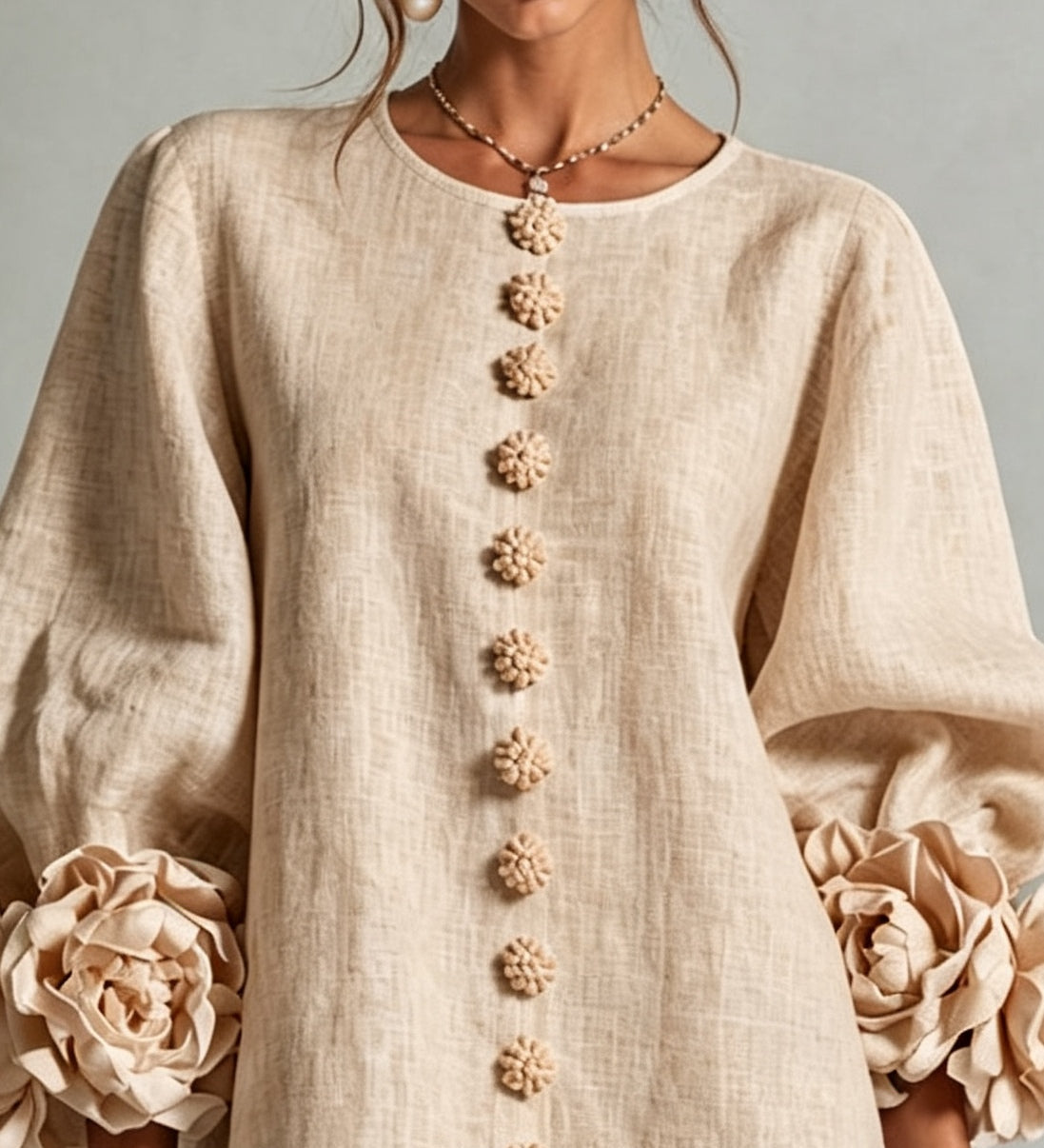 Rosina | Blossom-Cuff Button Mini Dress