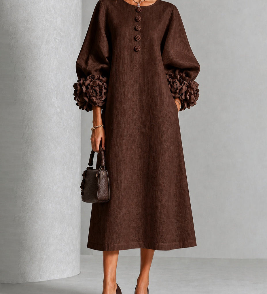 Beverly | Rosette-Cuff Midi Dress
