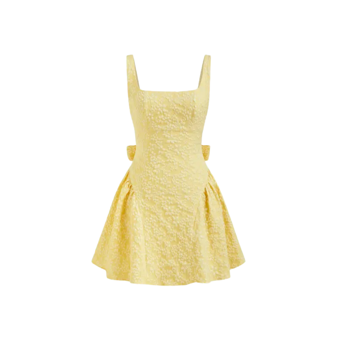 DELPHINE™ – Bow-Back Jacquard Mini Dress