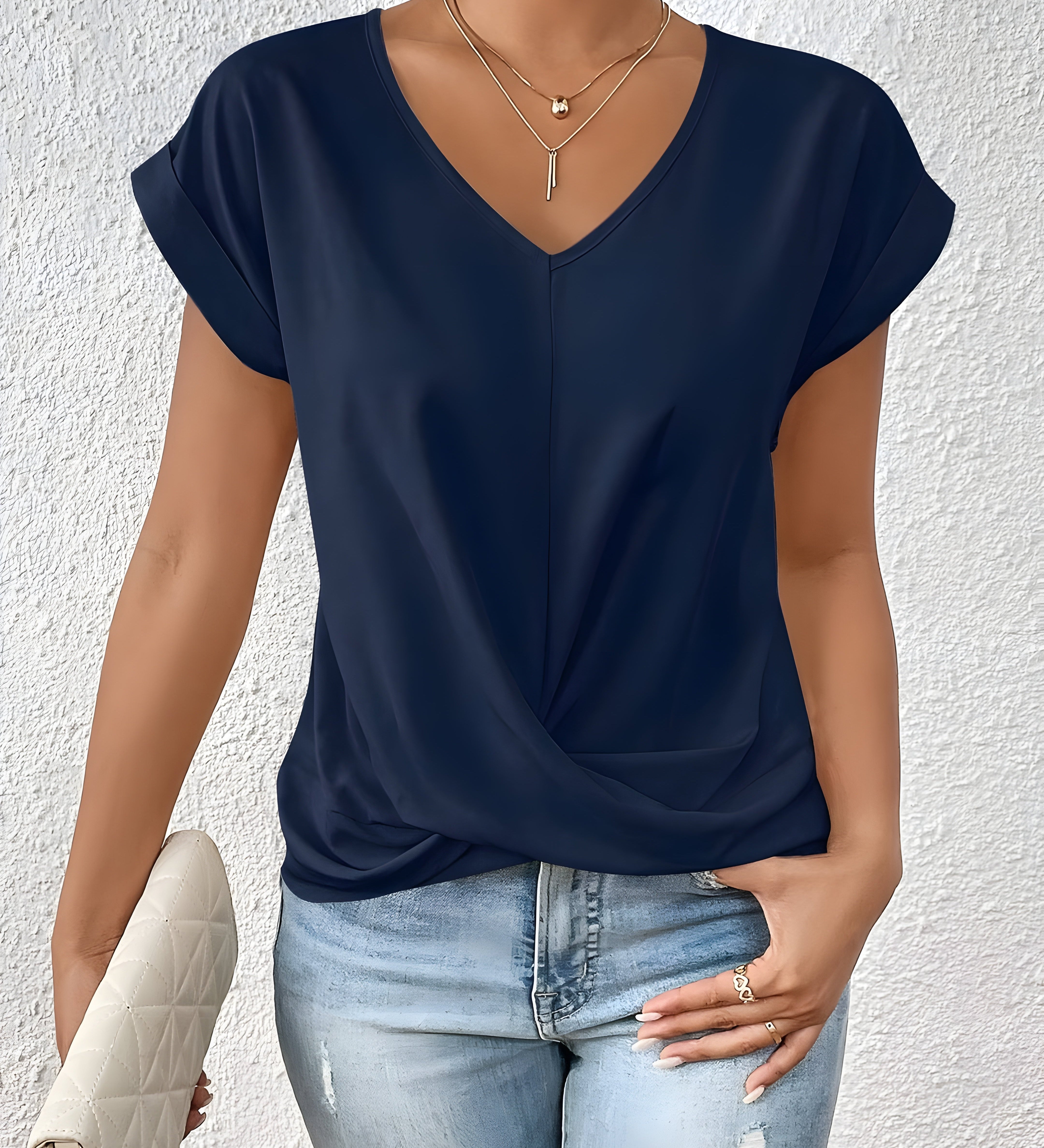 Meika - Classic Twist Detail V-Neck Top