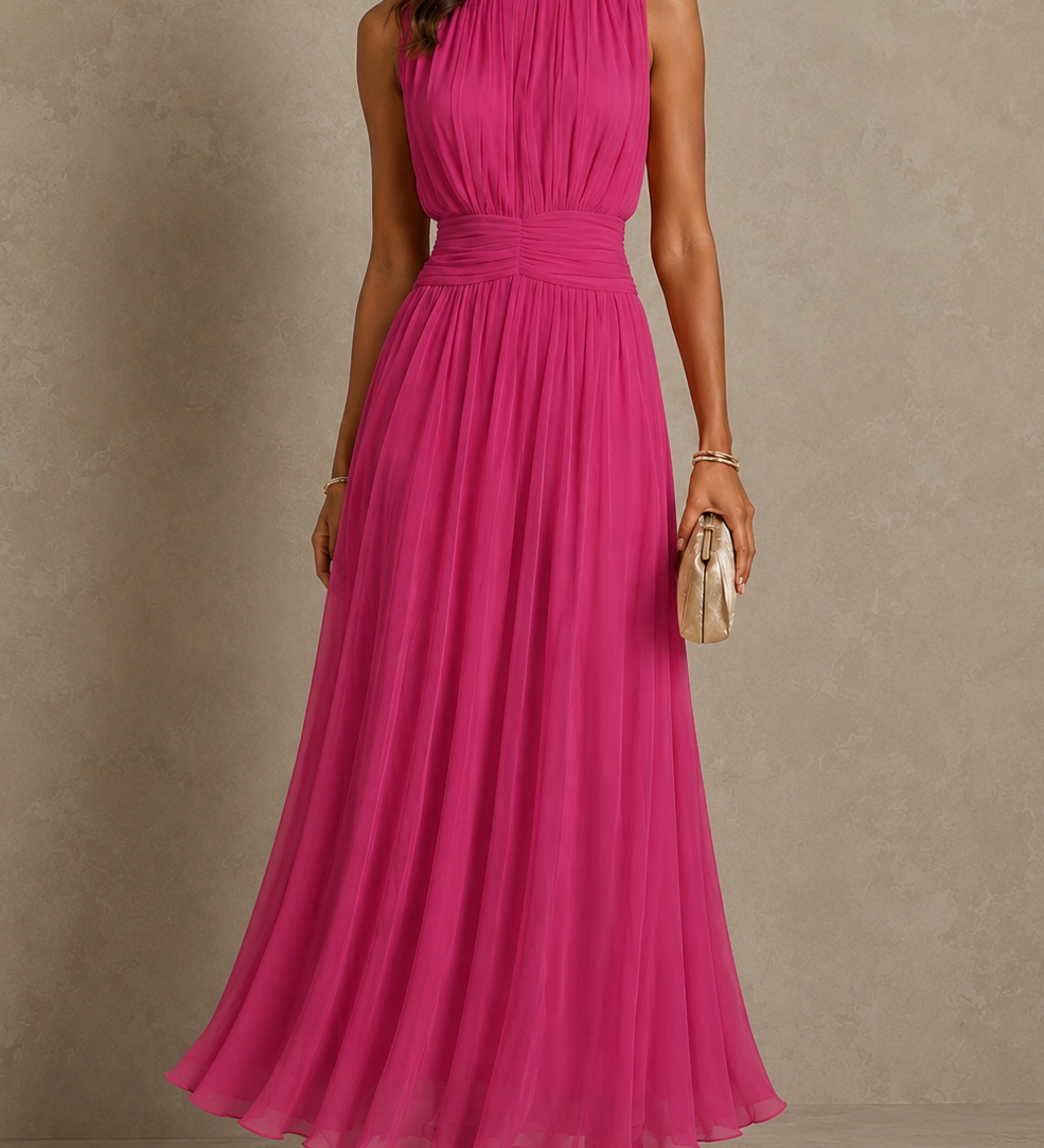 Chayna | Pleated Sleeveless Midi Dress