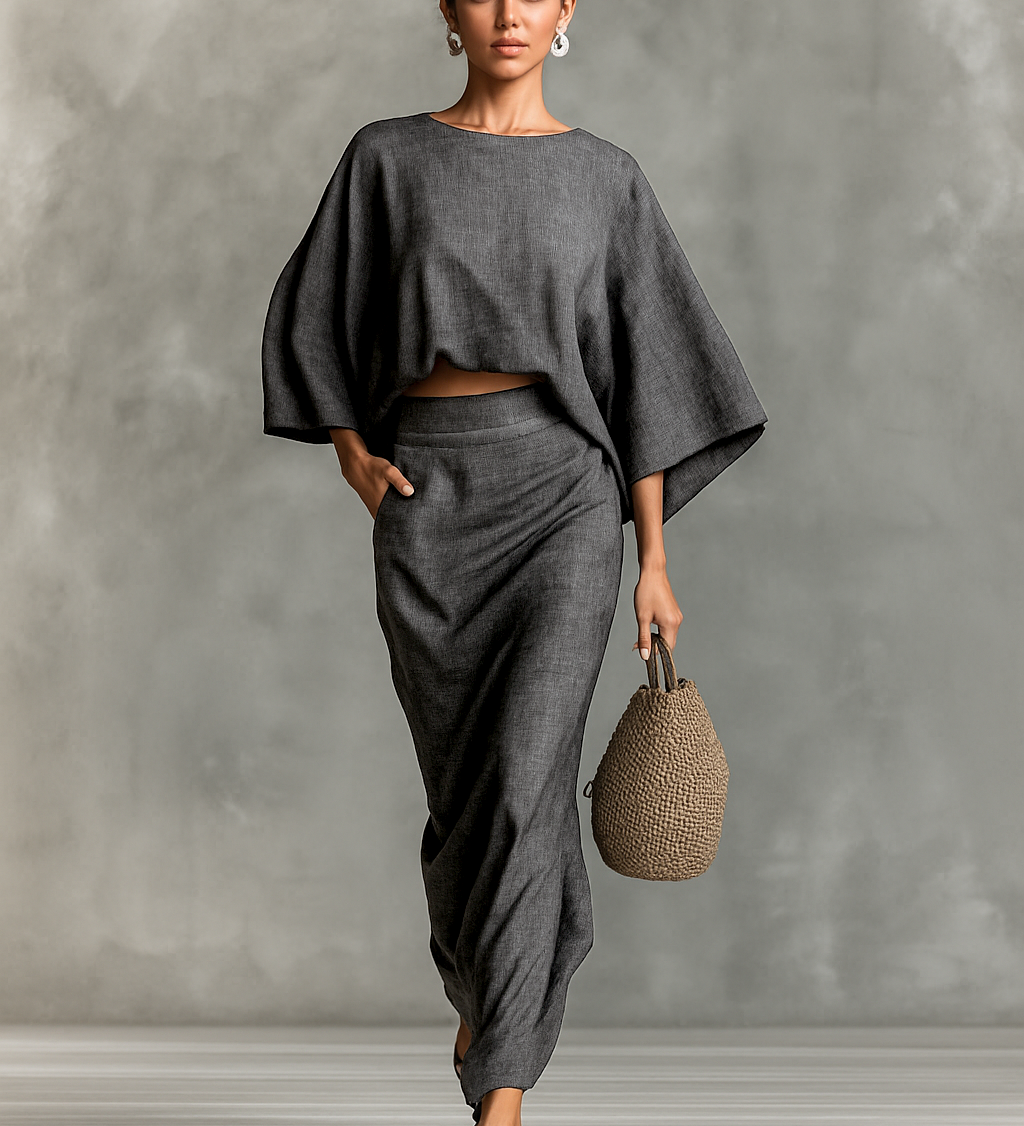 Sabrina - Cotton-Linen Crop Top and Pants Set