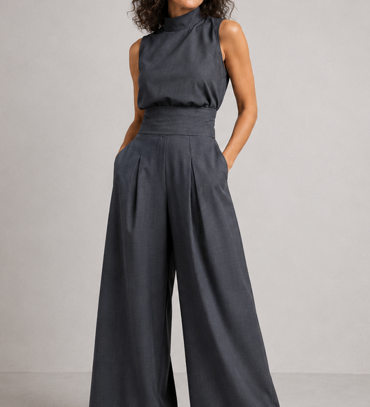 Lucinda - Sleeveless Cotton-Linen Two-Piece Set