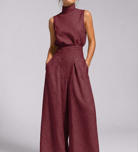 Lucinda - Sleeveless Cotton-Linen Two-Piece Set