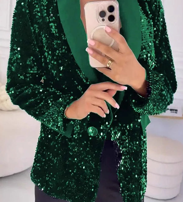 LUXARA™ -Shimmer Sequin Blazer
