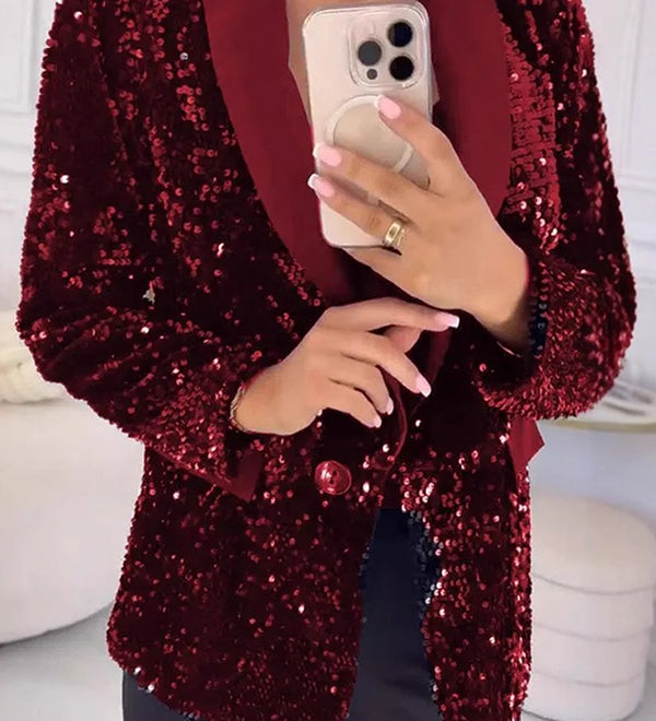 LUXARA™ -Shimmer Sequin Blazer