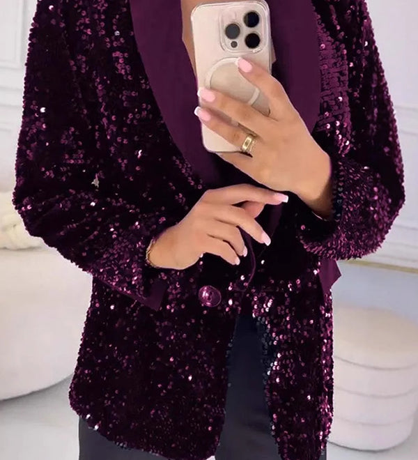 LUXARA™ -Shimmer Sequin Blazer