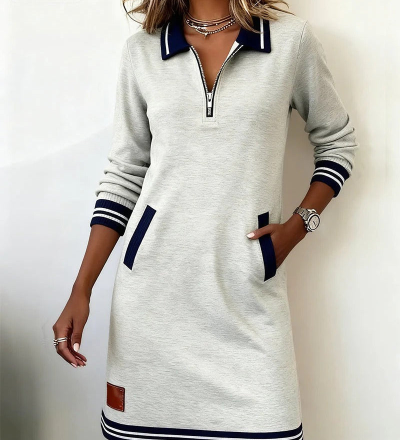 Chic Long Sleeve Cotton Dress