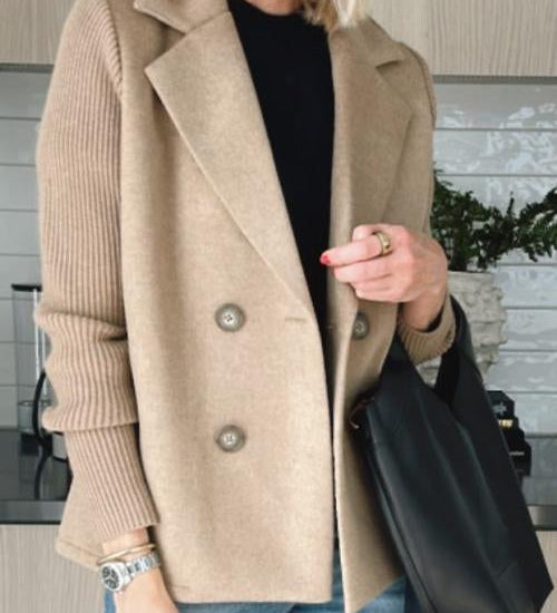 SORELLE™ - Elegant Knit-Sleeve Blazer