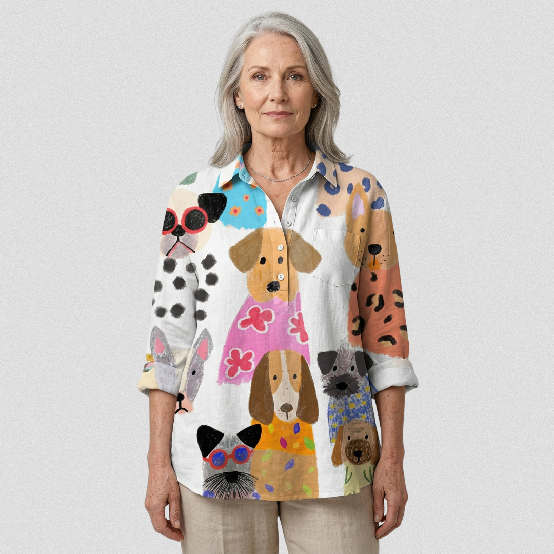Harper - Colourful Cartoon Dog Shirt