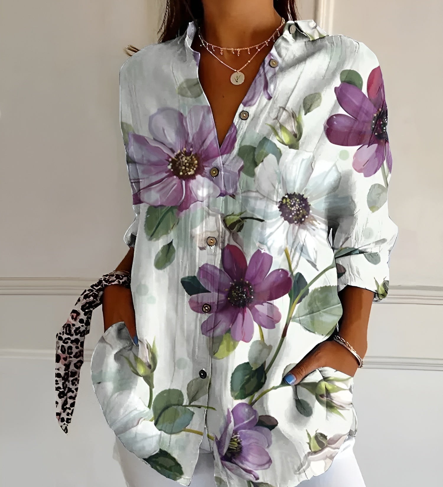 Melodie - Elegant Floral Button Shirt